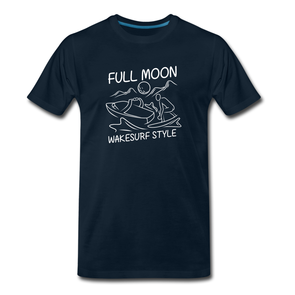 Full Moon Wakesurf Style Men's Premium T-Shirt - deep navy