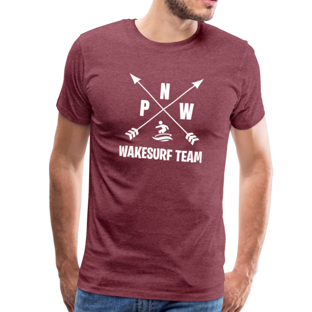 PNW Wakesurf Team Men's Premium T-Shirt - heather burgundy