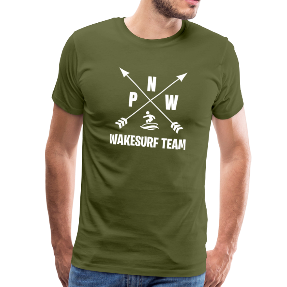PNW Wakesurf Team Men's Premium T-Shirt - olive green