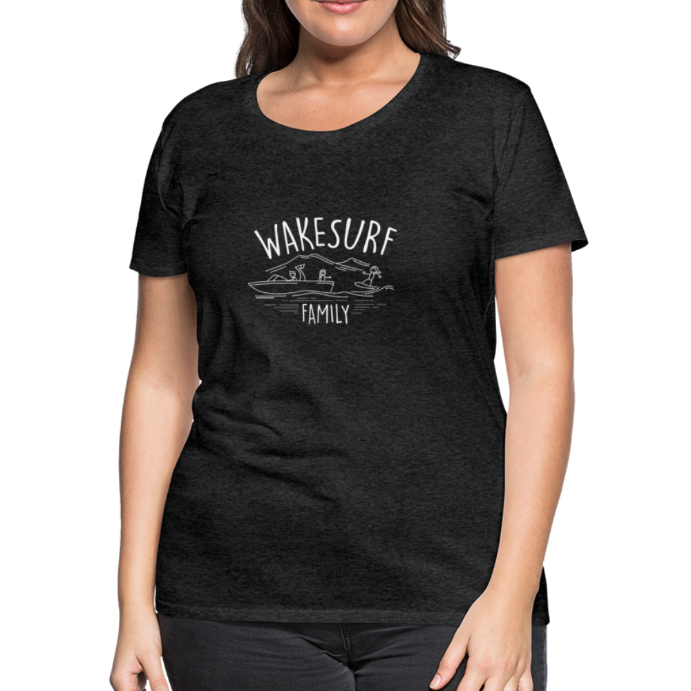 Wakesurf Family (girl) Women’s Premium T-Shirt - charcoal gray