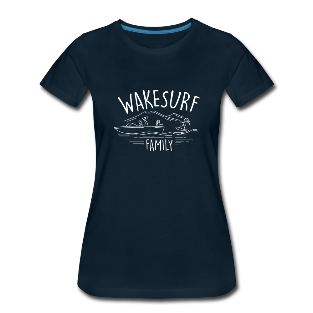 Wakesurf Family (girl) Women’s Premium T-Shirt - deep navy