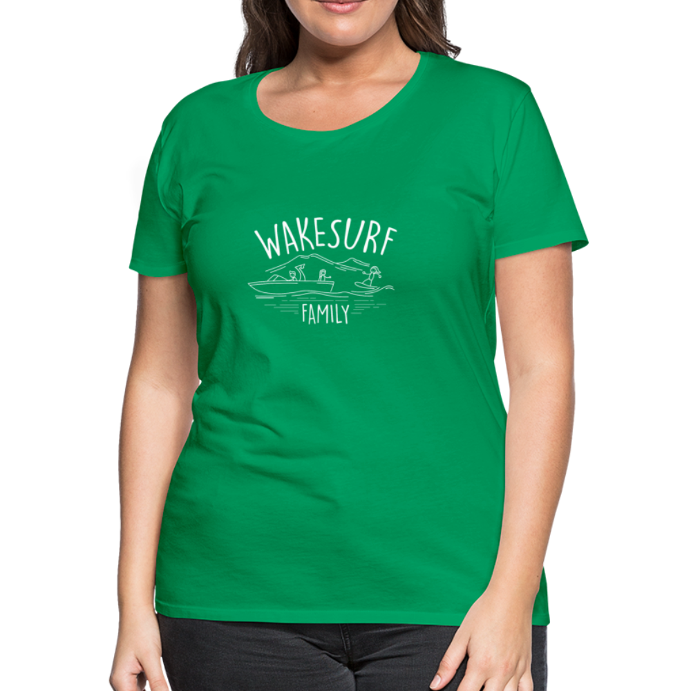 Wakesurf Family (girl) Women’s Premium T-Shirt - kelly green