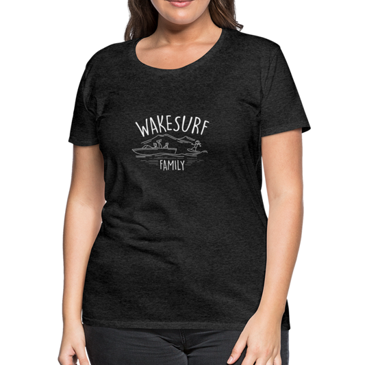 Wakesurf Family (boy) Women’s Premium T-Shirt - charcoal gray