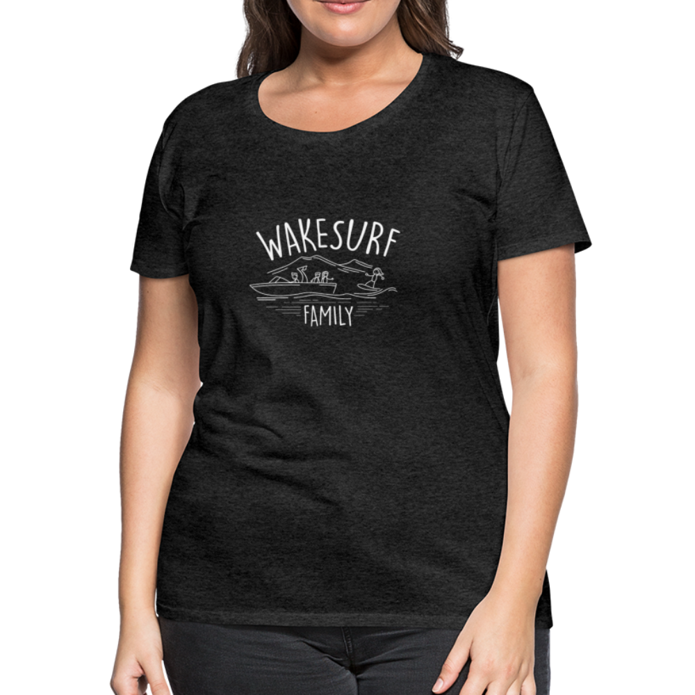 Wakesurf Family (boy and girl) Women’s Premium T-Shirt - charcoal gray