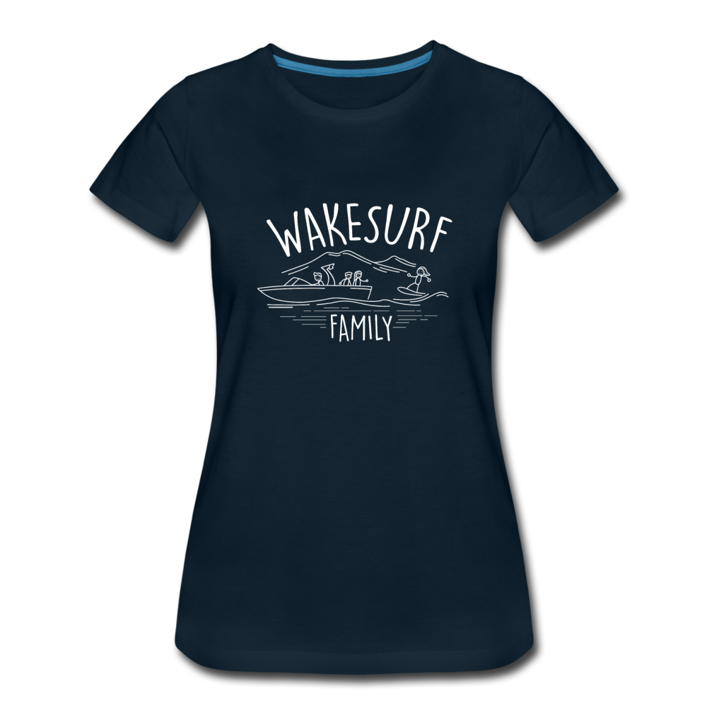 Wakesurf Family (boy and girl) Women’s Premium T-Shirt - deep navy
