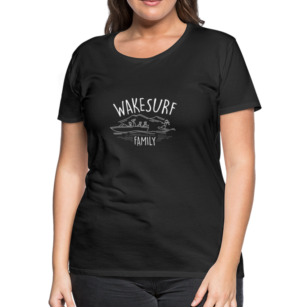 Wakesurf Family (boy and boy) Women’s Premium T-Shirt - black