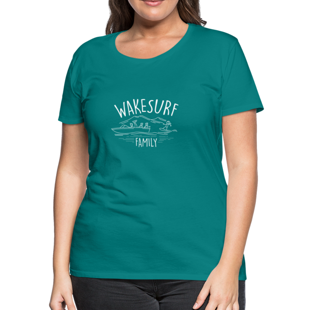 Wakesurf Family (boy and boy) Women’s Premium T-Shirt - teal