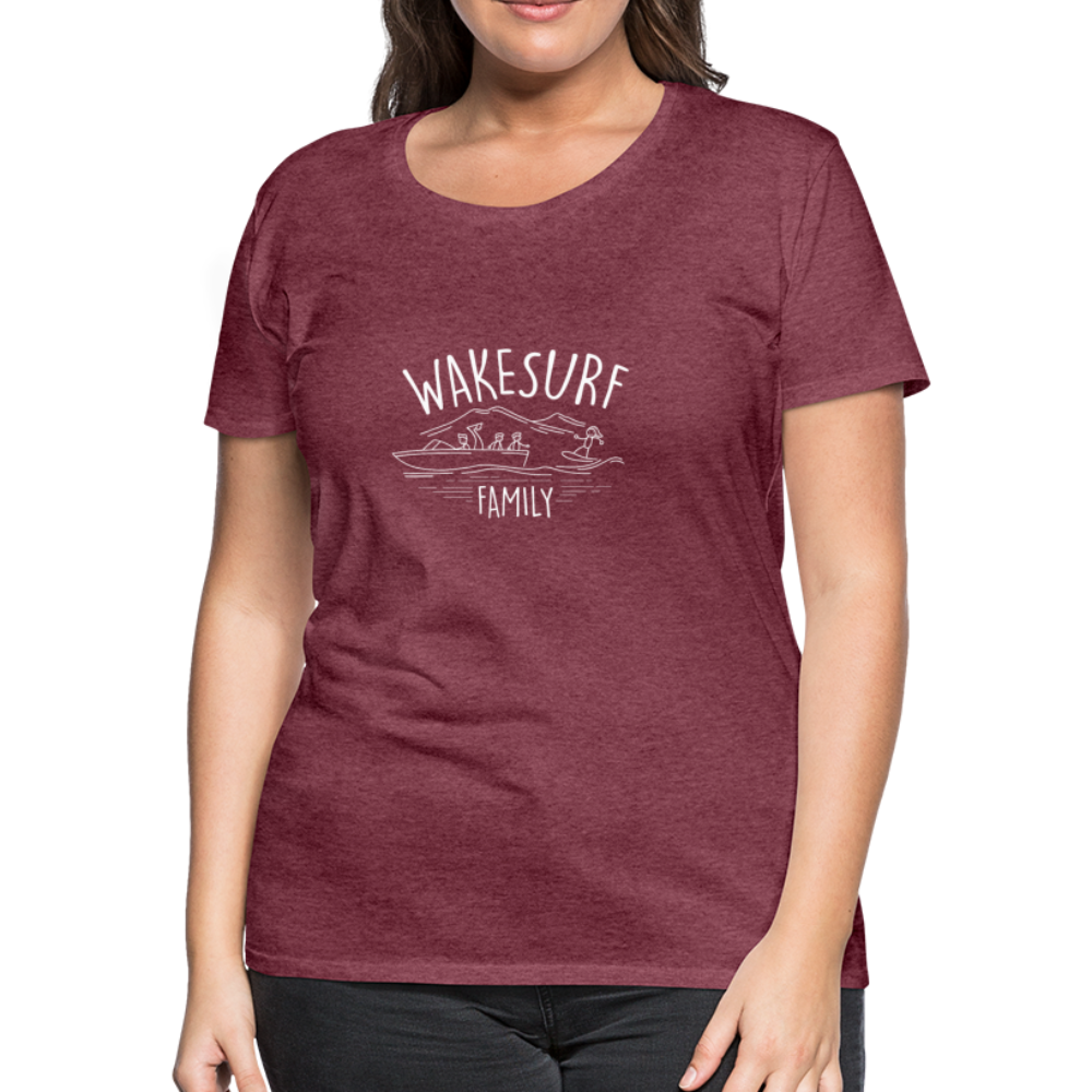 Wakesurf Family (boy and boy) Women’s Premium T-Shirt - heather burgundy