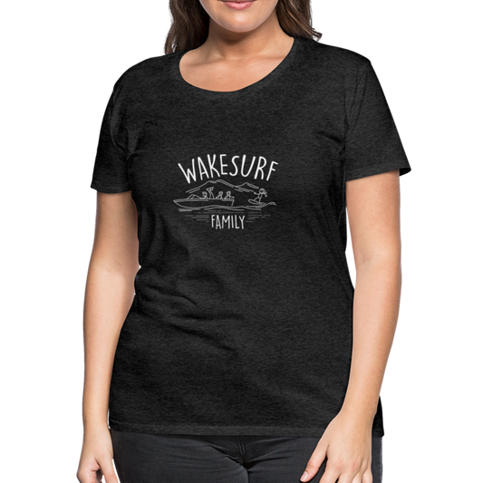 Wakesurf Family (boy and boy) Women’s Premium T-Shirt - charcoal gray
