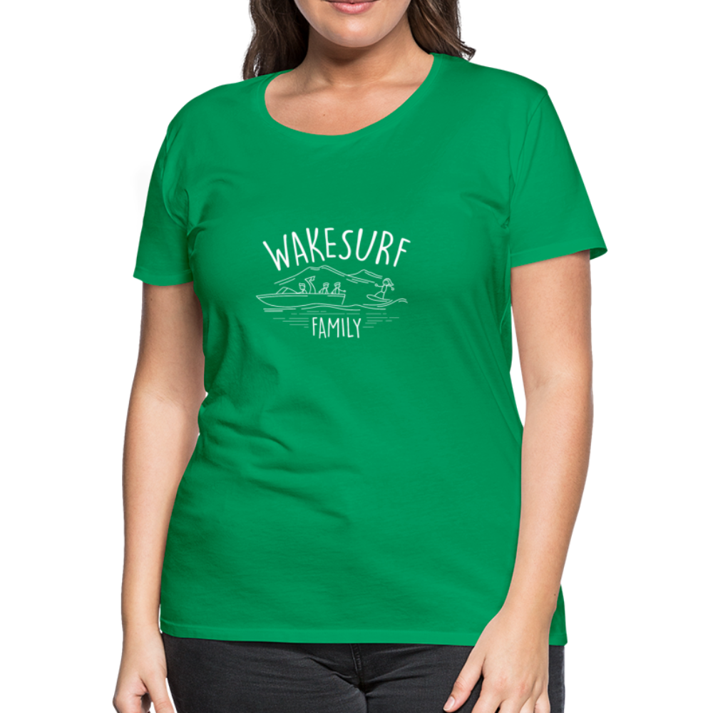 Wakesurf Family (boy and boy) Women’s Premium T-Shirt - kelly green