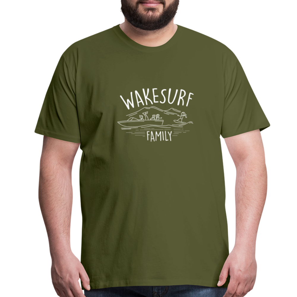 Wakesurf Family (boy and girl) Men's Premium T-Shirt - olive green