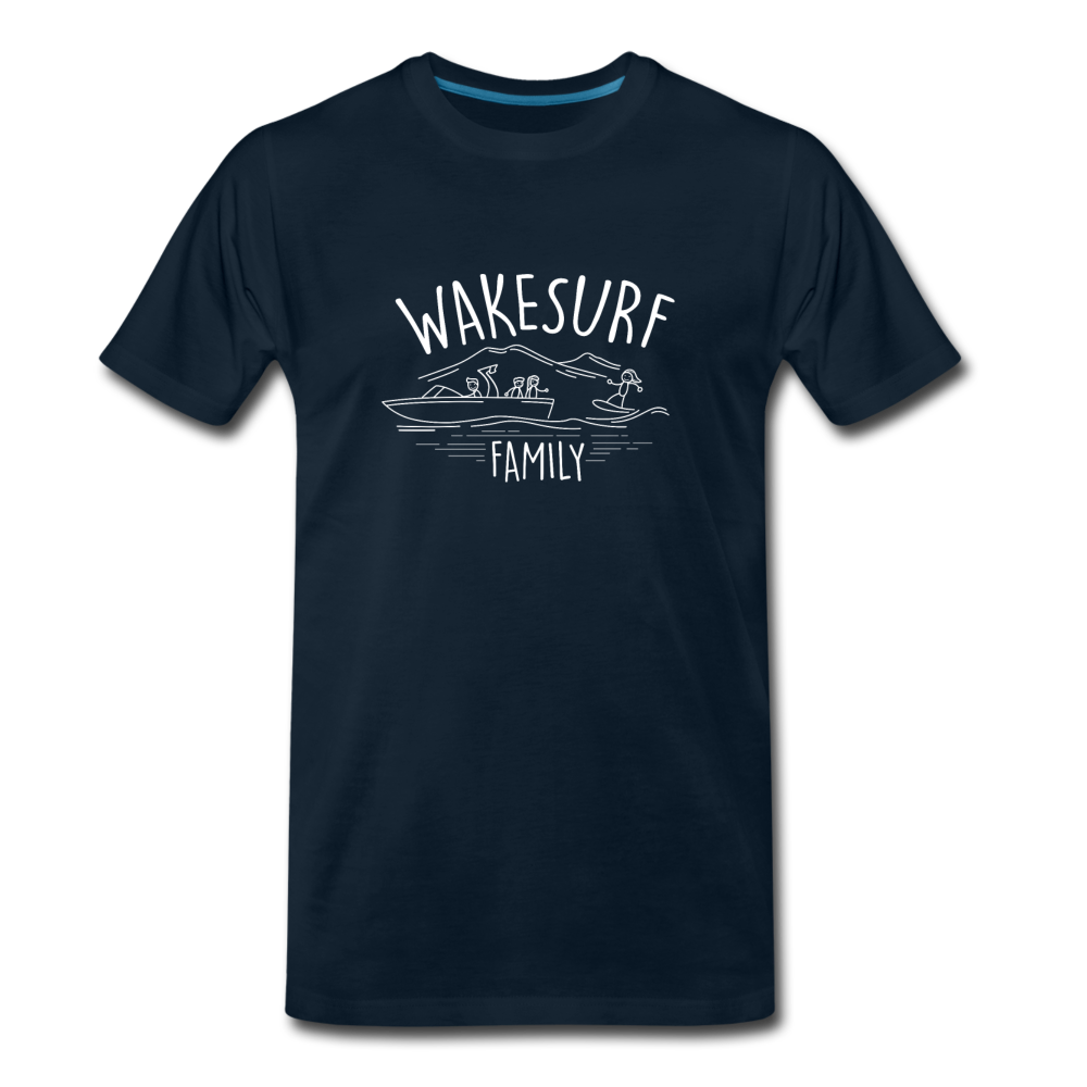 Wakesurf Family (boy and girl) Men's Premium T-Shirt - deep navy