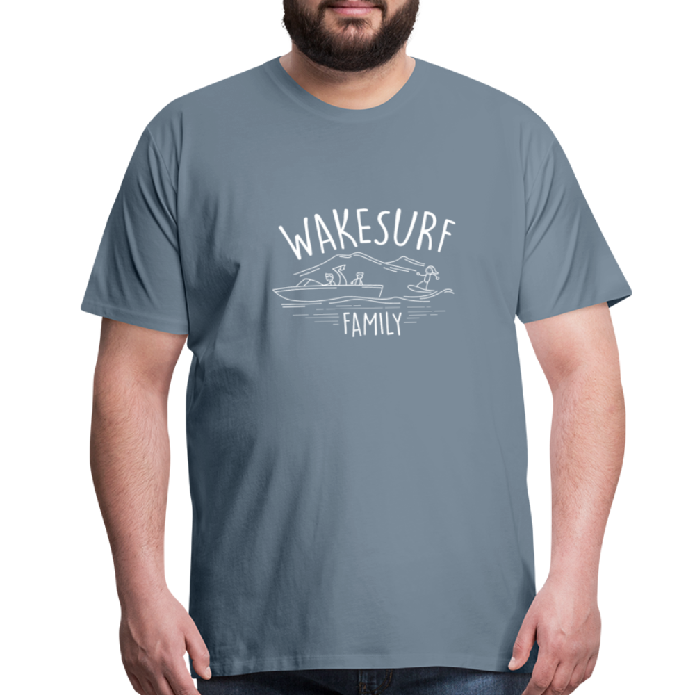 Wakesurf Family (boy) Men's Premium T-Shirt - steel blue
