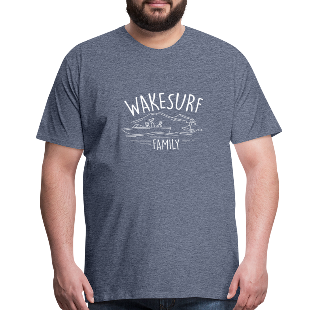 Wakesurf Family (boy) Men's Premium T-Shirt - heather blue
