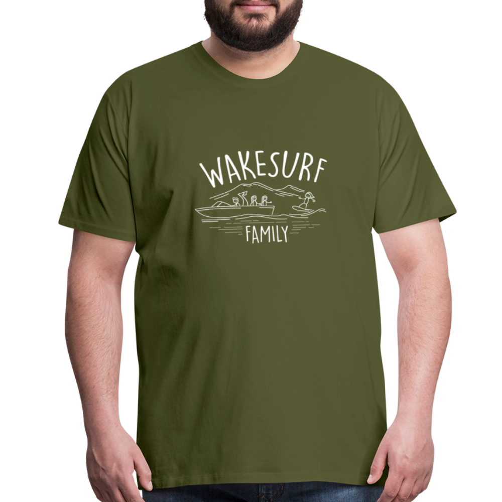 Wakesurf Family (girl and girl) Men's Premium T-Shirt - olive green