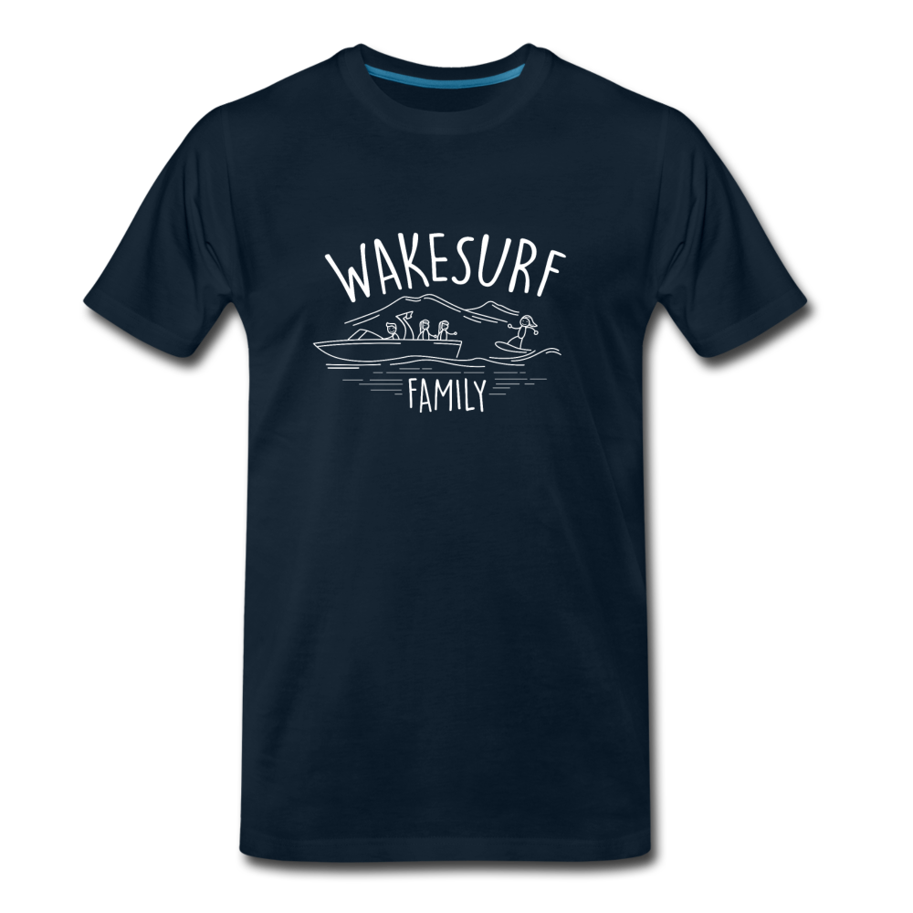 Wakesurf Family (girl and girl) Men's Premium T-Shirt - deep navy