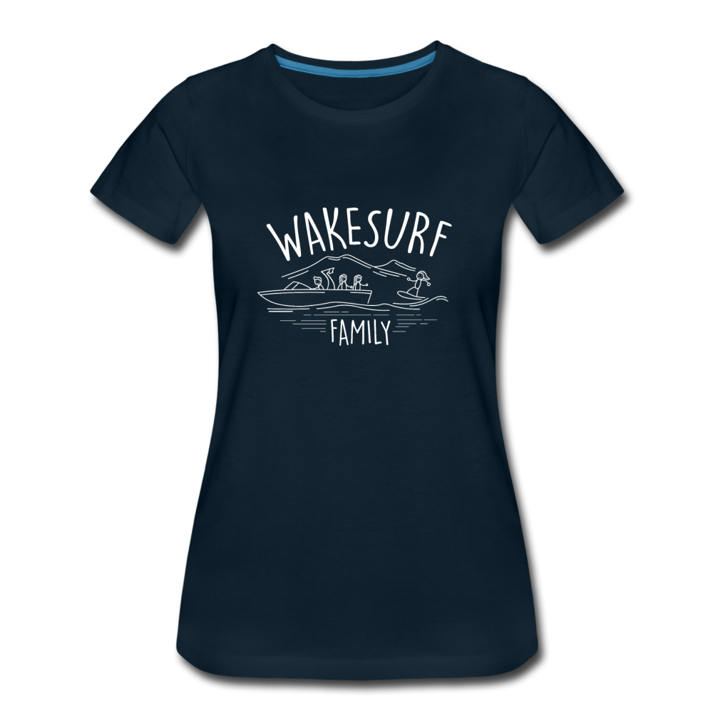 Wakesurf Family (girl and girl) Women’s Premium T-Shirt - deep navy