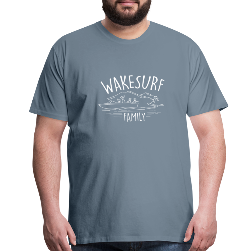 Wakesurf Family (boy and boy) Men's Premium T-Shirt - steel blue