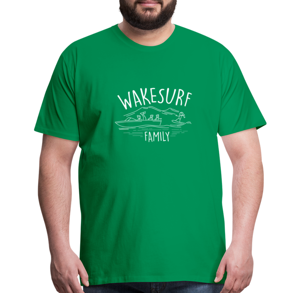 Wakesurf Family (boy and boy) Men's Premium T-Shirt - kelly green