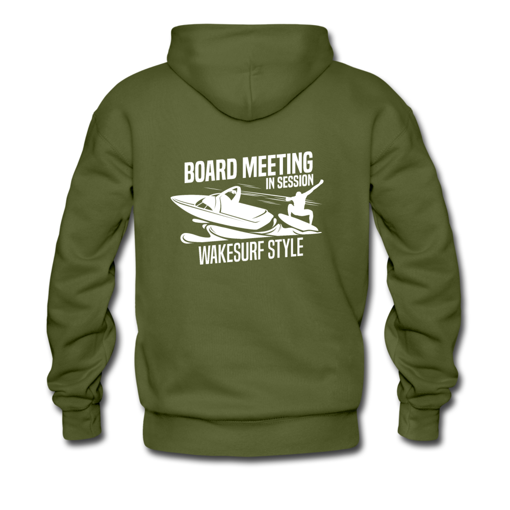 Board Meeting In Session Wakesurf Style Men’s Premium Hoodie - olive green
