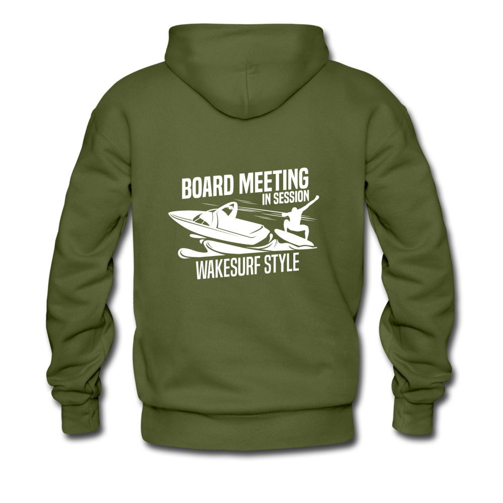 Board Meeting In Session Wakesurf Style Men’s Premium Hoodie - olive green