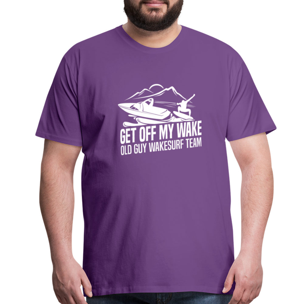 Get Of My Wake -  Old Guy Wakesurf Team Men's Premium T-Shirt - purple