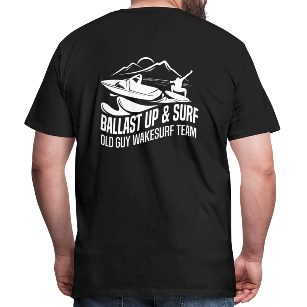 Ballast Up & Surf Men's Premium T-Shirt - Image on Back, WSS logo on front - black