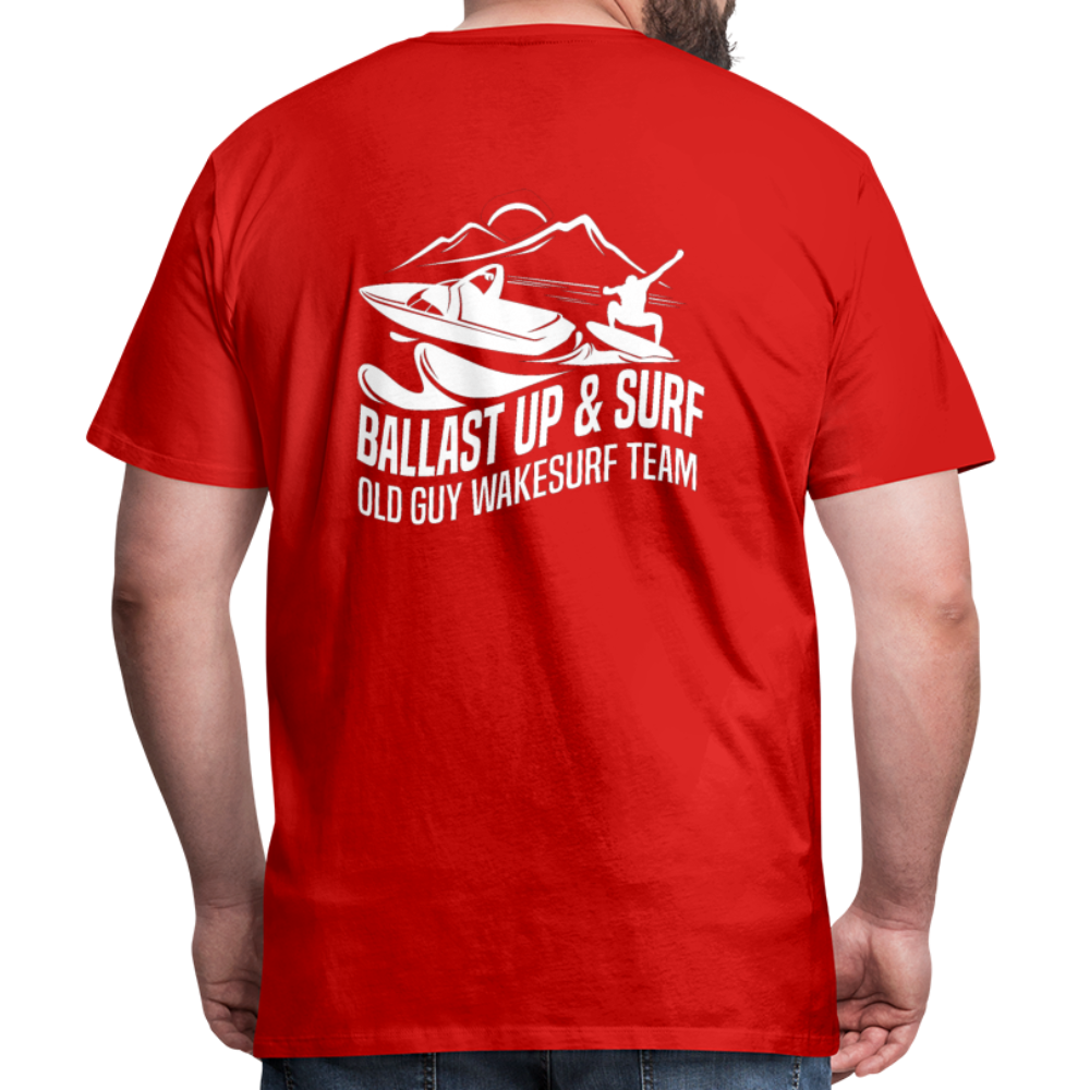 Ballast Up & Surf Men's Premium T-Shirt - Image on Back, WSS logo on front - red