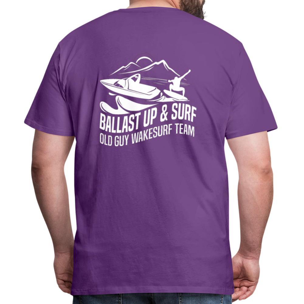 Ballast Up & Surf Men's Premium T-Shirt - Image on Back, WSS logo on front - purple