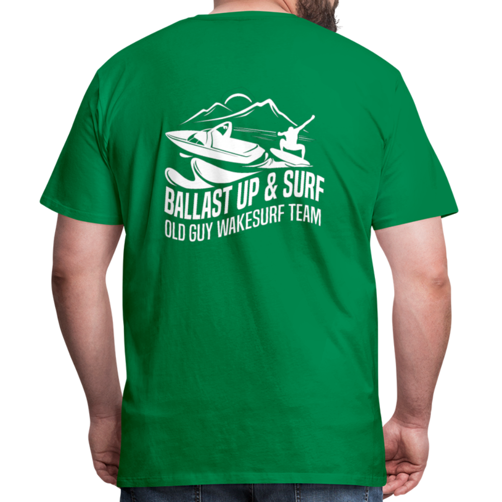 Ballast Up & Surf Men's Premium T-Shirt - Image on Back, WSS logo on front - kelly green
