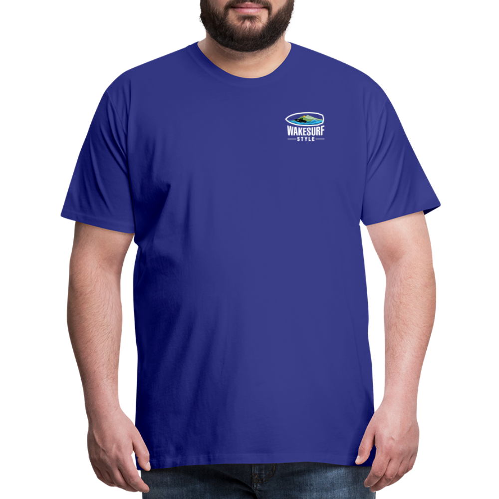 Ballast Up & Surf - Wake Responsibly Image on Back / Logo on Front Men's Premium T-Shirt - royal blue