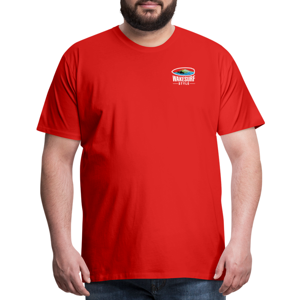 Ballast Up & Surf - Wake Responsibly Image on Back / Logo on Front Men's Premium T-Shirt - red