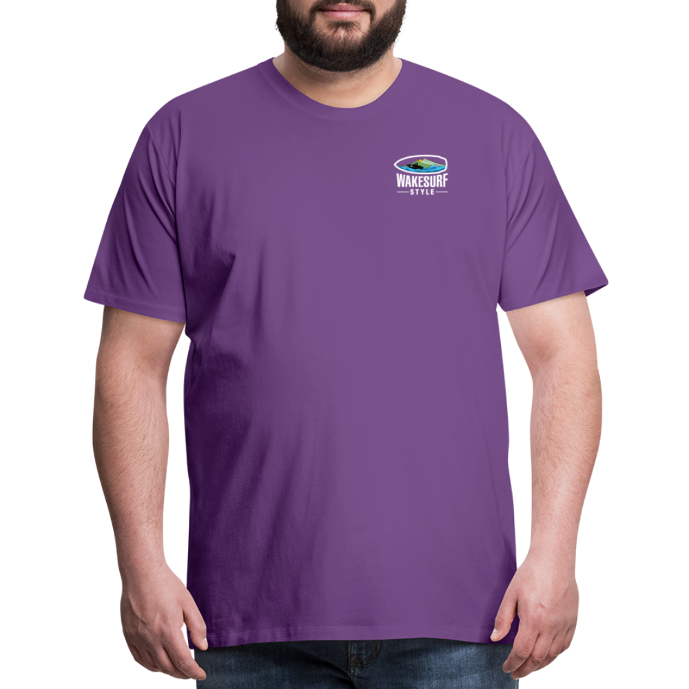 Ballast Up & Surf - Wake Responsibly Image on Back / Logo on Front Men's Premium T-Shirt - purple