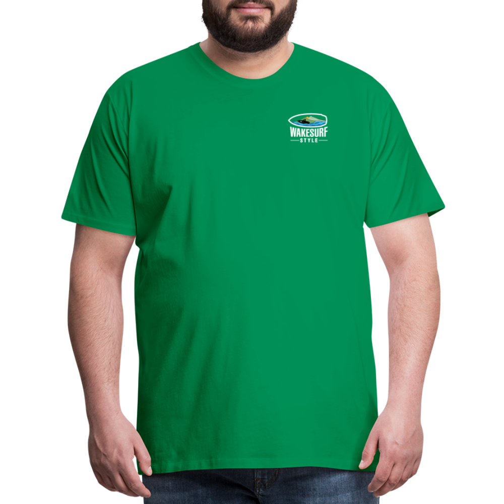 Ballast Up & Surf - Wake Responsibly Image on Back / Logo on Front Men's Premium T-Shirt - kelly green