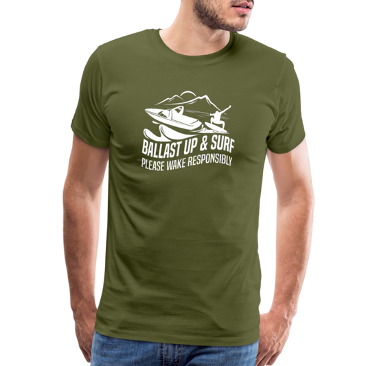 Ballast Up & Surf - Wake Responsibly Men's Premium T-Shirt - olive green