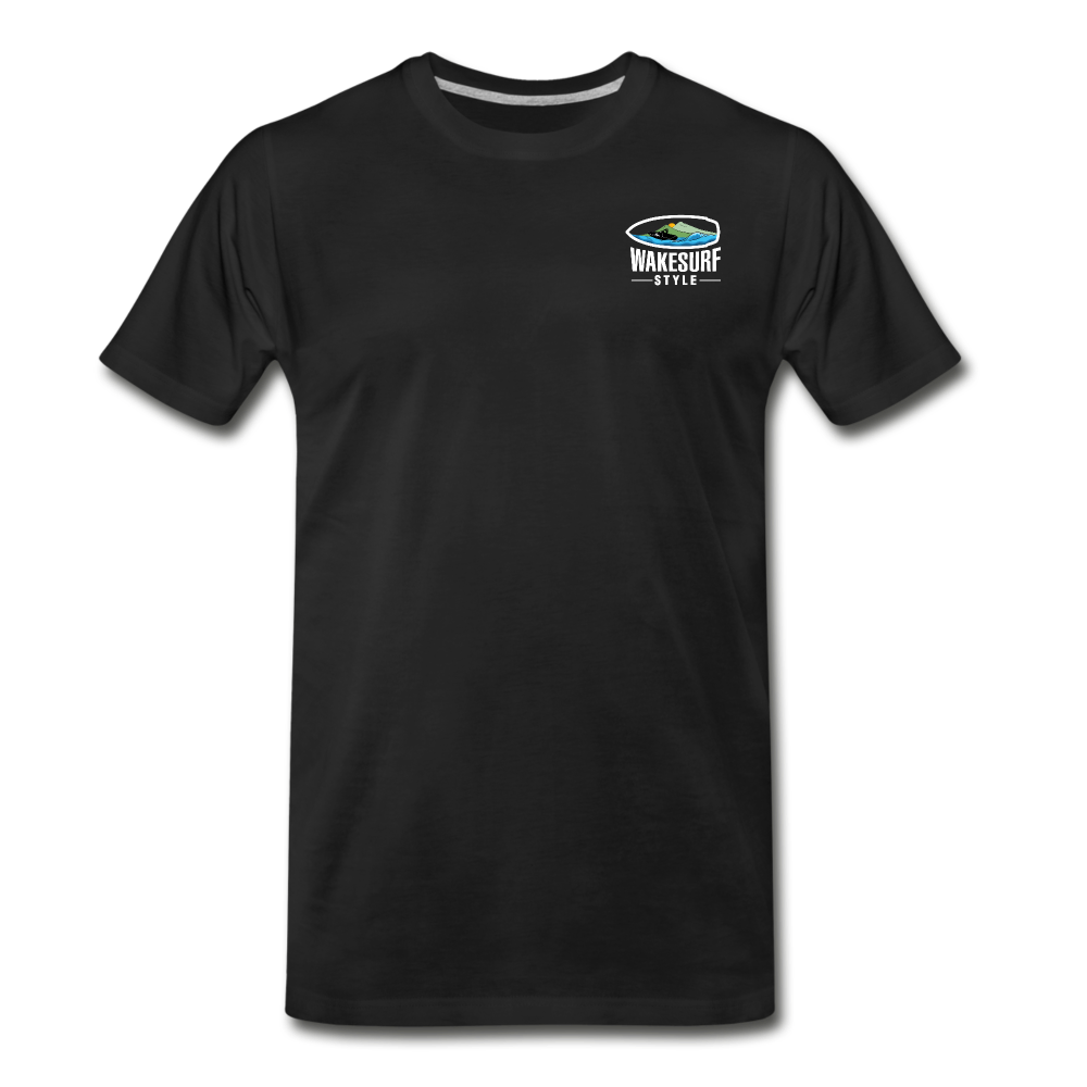 Get Off My Wake Men's Premium T-Shirt - Image on Back, WSS logo on front - black