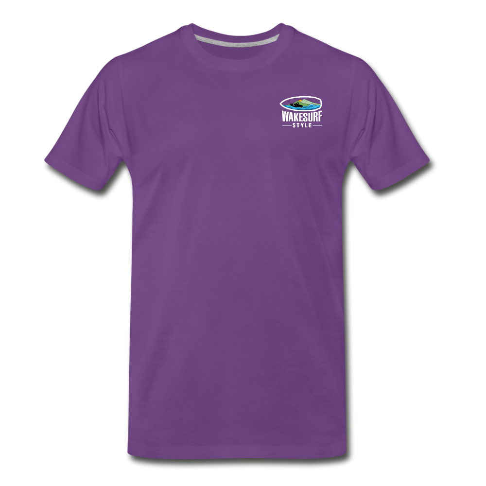 Get Off My Wake Men's Premium T-Shirt - Image on Back, WSS logo on front - purple