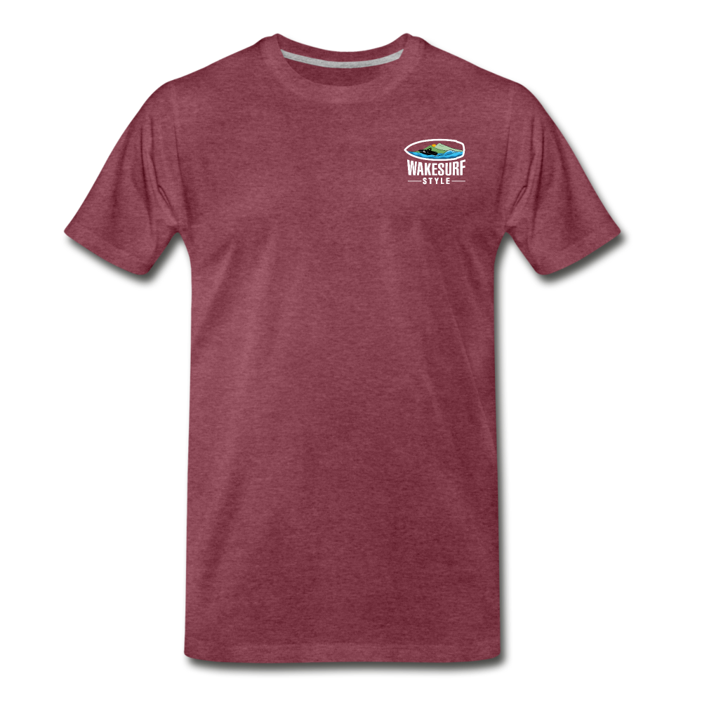 Get Off My Wake Men's Premium T-Shirt - Image on Back, WSS logo on front - heather burgundy