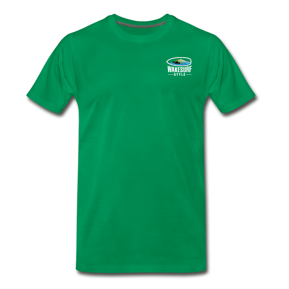 Get Off My Wake Men's Premium T-Shirt - Image on Back, WSS logo on front - kelly green