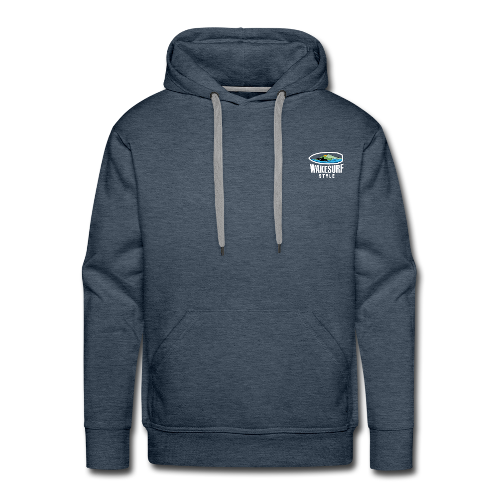 Dawn Patrol - Old Guy Wakesurf Team Men’s Premium Hoodie - heather denim