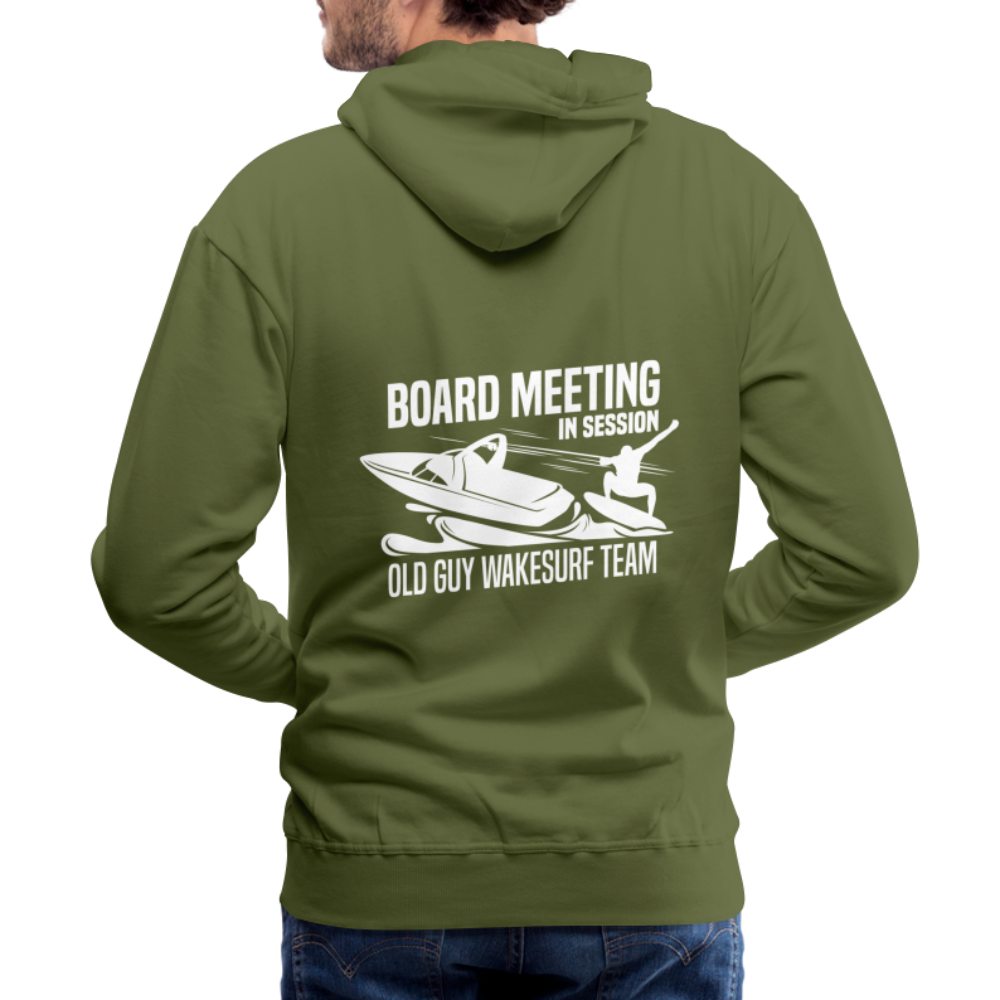 Board Meeting in Session - Old Guy Wakesurf Team Men’s Premium Hoodie - olive green