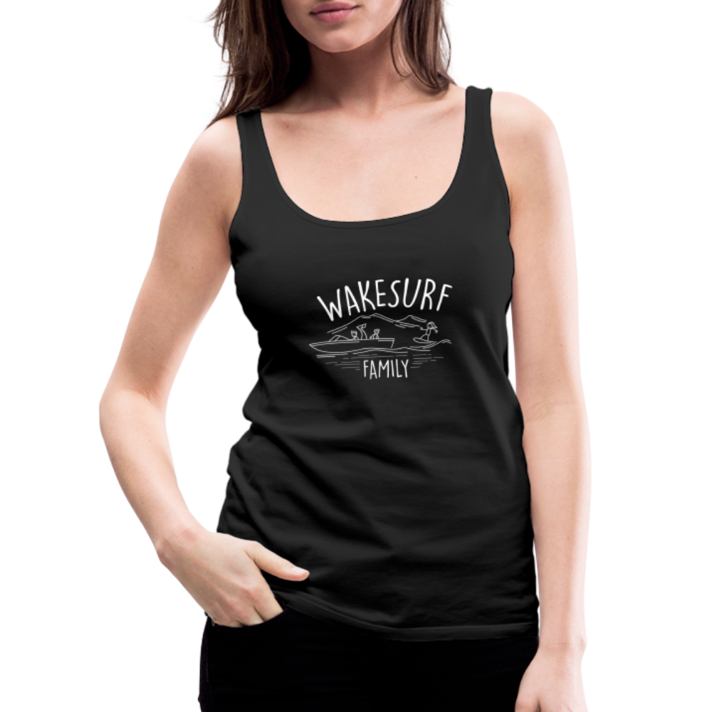 Wakesurf Family (boy) Women's Premium Tank Top - black