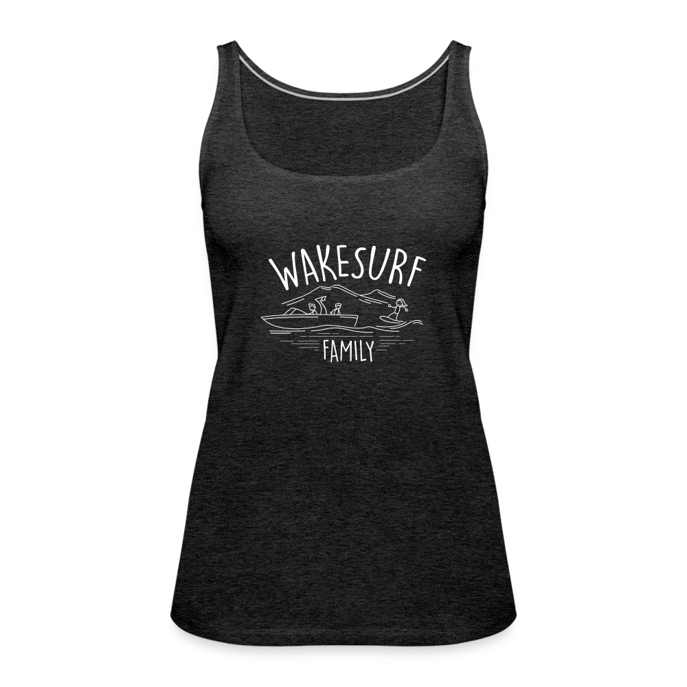 Wakesurf Family (boy) Women's Premium Tank Top - charcoal grey