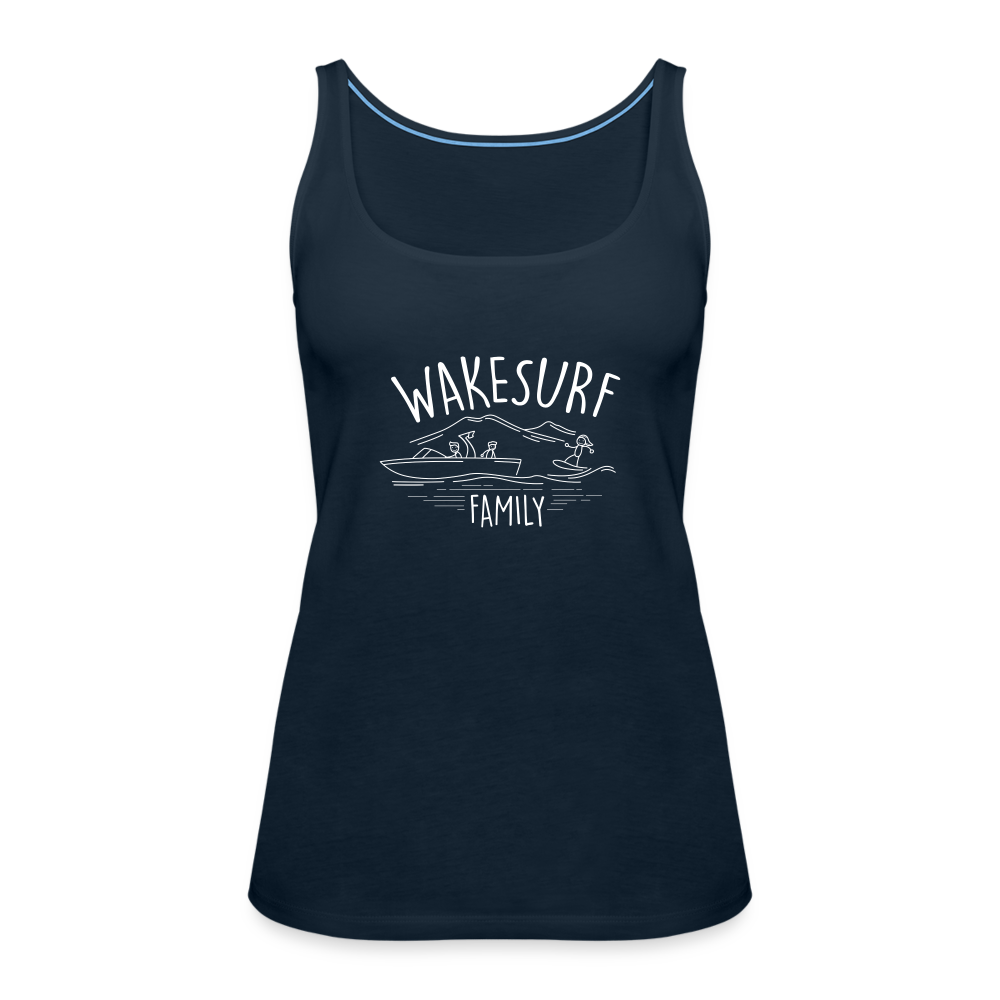 Wakesurf Family (boy) Women's Premium Tank Top - deep navy